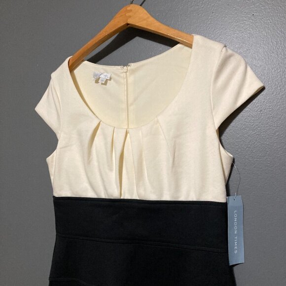 New London Times Women's Size 10 Black White Colorblock Sheath Dress - Picture 5 of 7
